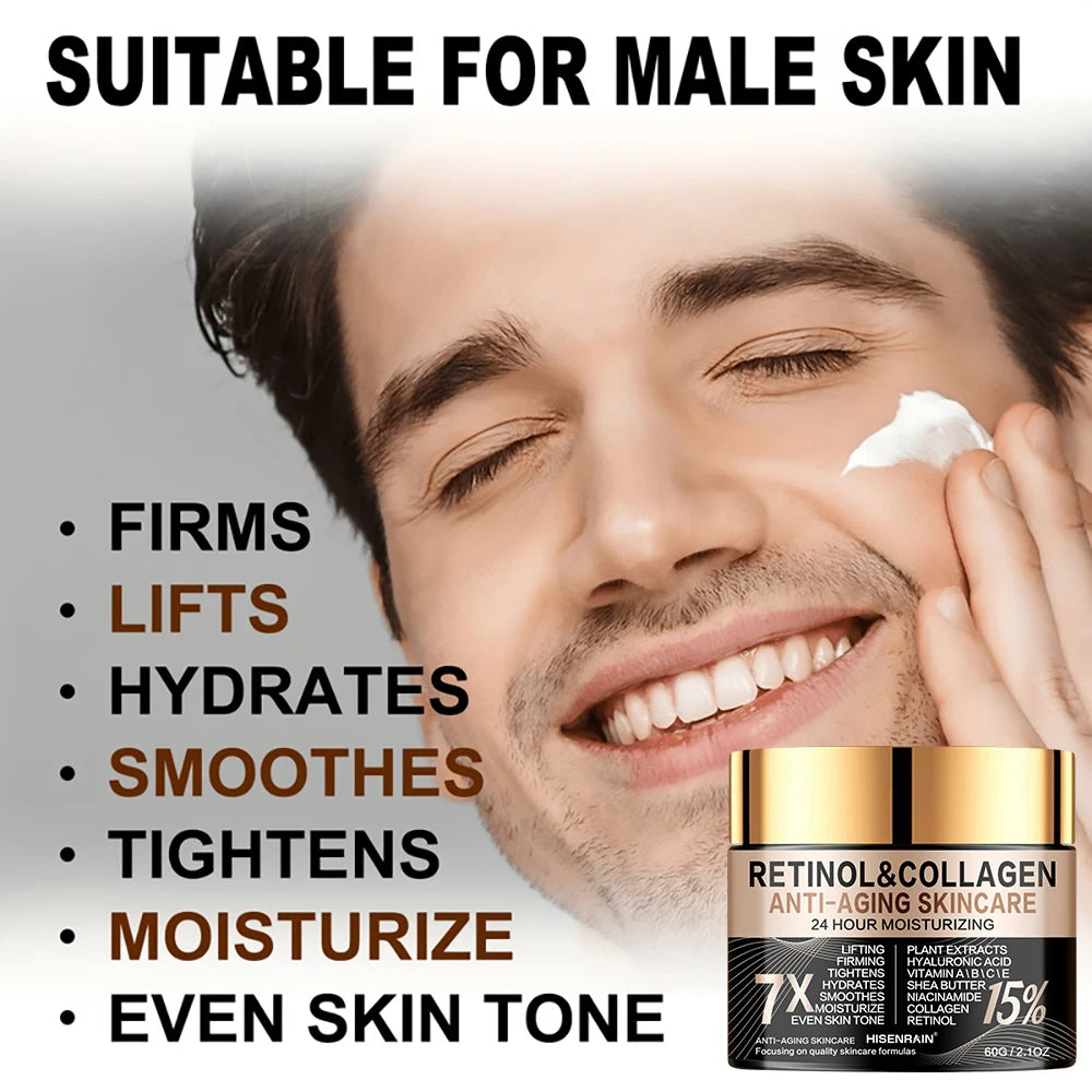 HISENRAIN Retinol Collagen Face Cream - Anti-Aging Intense Moisturizer, Reduce Wrinkles Fine Lines & Firm Skin. Oasis Select