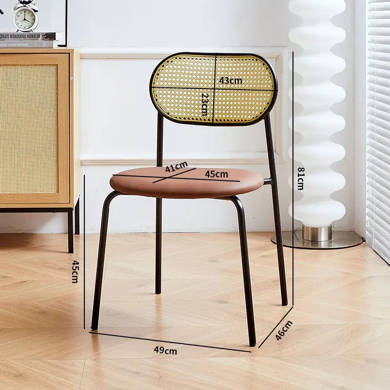 Household rattan dining chair B & B Hotel Cafe Rattan chair Internet celebrity back chair Milk tea shop Leisure rattan chair Oasis Select Mihuangteng-F