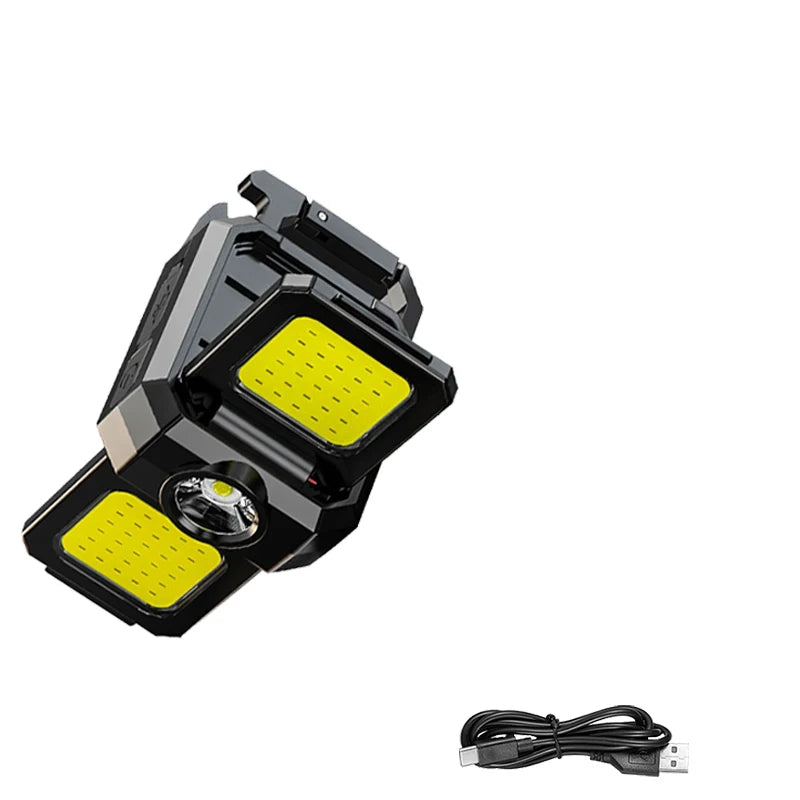Mini Flashlight Keychain Light COB Work Light USB Rechargeable Lamp with 90° Foldable Side Lights Super Bright Portable Lantern Oasis Select 1PC
