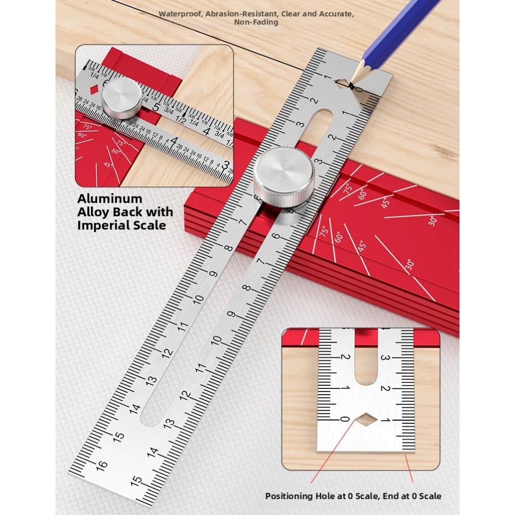 Adjustable Protractor Ruler – Multi-Angle Woodworking Tool Marking Protractor Ruler Oasis Select