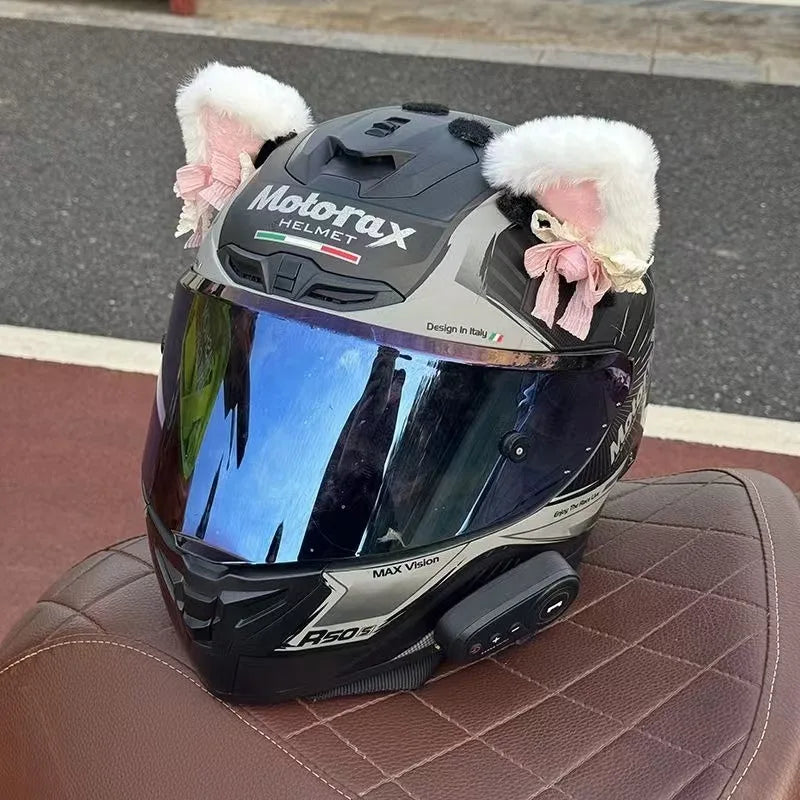 Motorcycle helmet decoration accessories Cat's ears (Steamed cat-ear shaped bread) quick release Velcro Oasis Select B