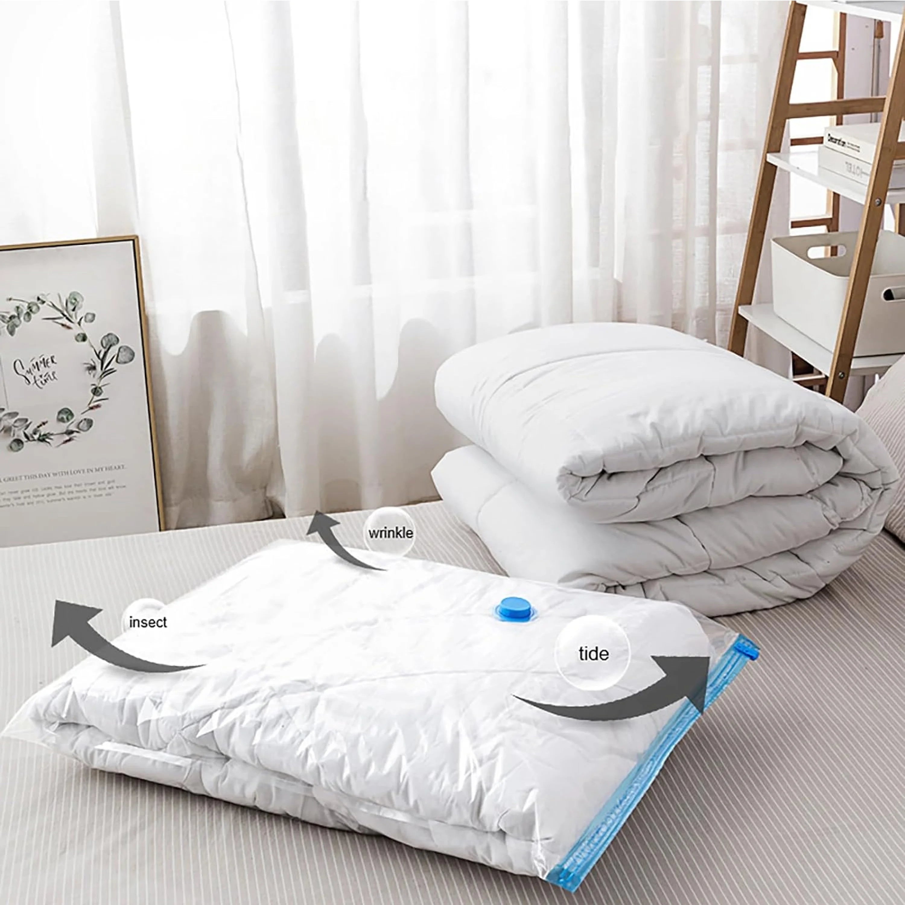 4PCS Vacuum Bag With Valve or Pump for Clothes Storing Large Plastic Compression Empty Bag Travel Accessories Storage Containe Oasis Select
