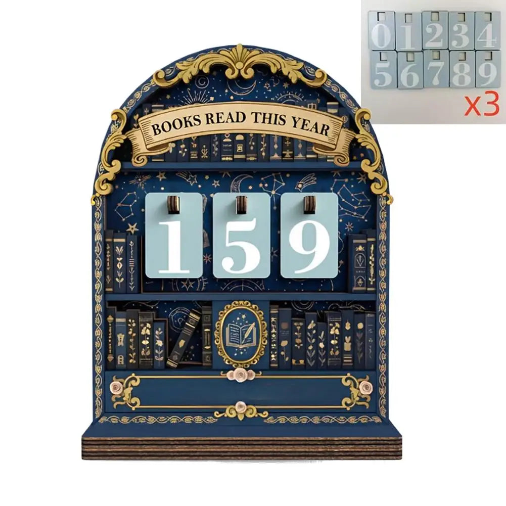 Retro Wooden Reading Challenge Tracker Counter Up To 999 Books Record Keeper Home Classroom Ornament Gift for Book Lovers Oasis Select A