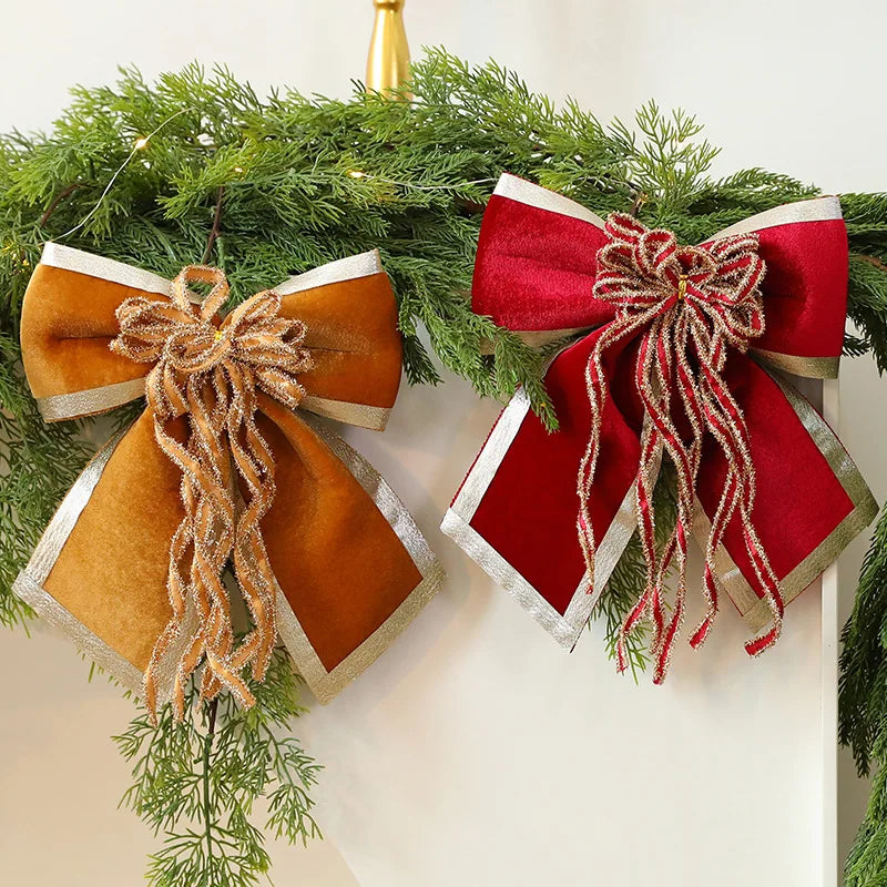 25cm Glitter Christmas Bow Decoration | Xmas Tree Pendant
