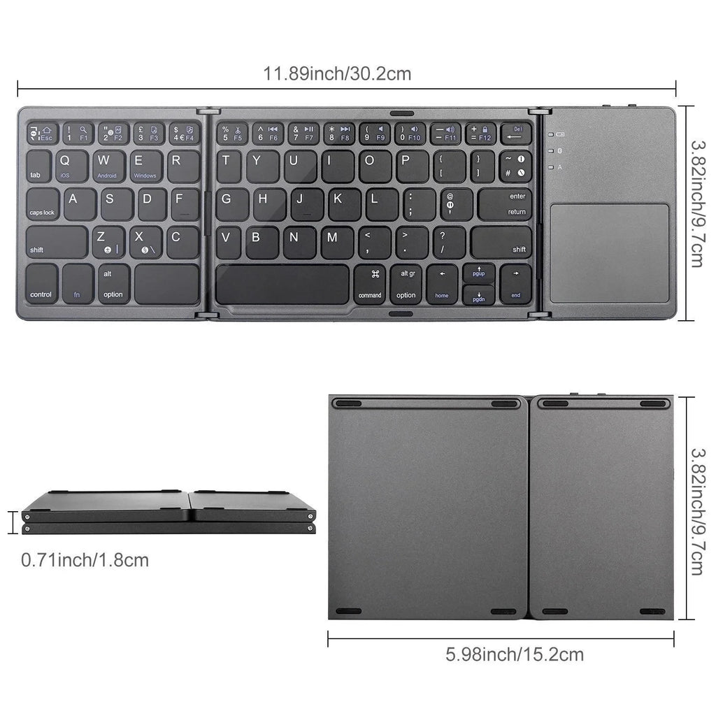 Wireless Folding Keyboard Bluetooth Keyboard With Touchpad For Windows, Android, IOS,Phone,Multi-Function Button Mini Keyboard Oasis Select