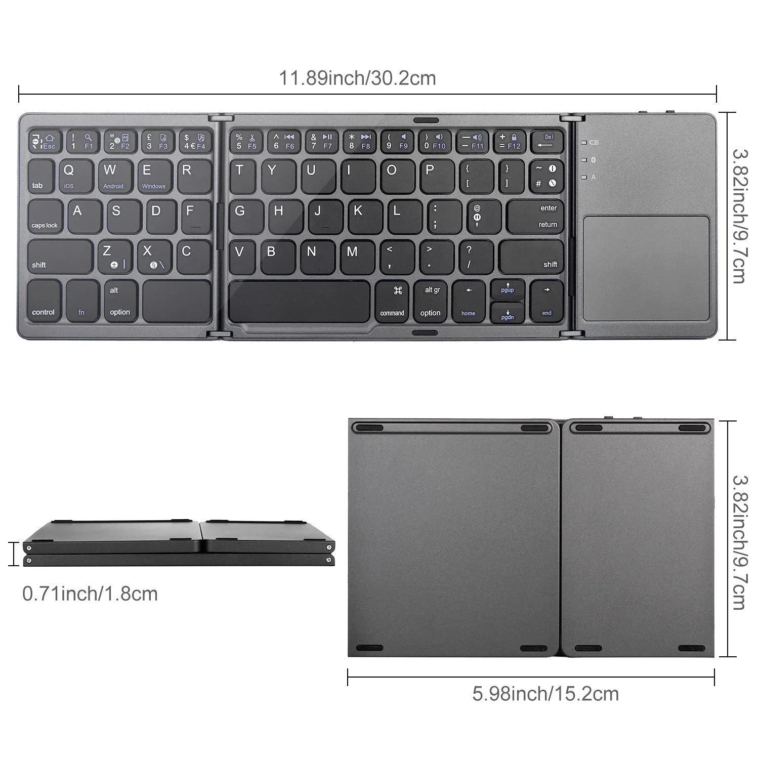 Wireless Folding Keyboard Bluetooth Keyboard With Touchpad For Windows, Android, IOS,Phone,Multi-Function Button Mini Keyboard Oasis Select