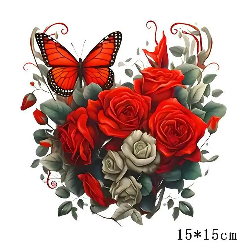 15*15cm Red Rose Romantic Toilet Sticker Bathroom Toilet Decor Living Room Cabinet Refrigerator Home Decoration Decals Oasis Select A10