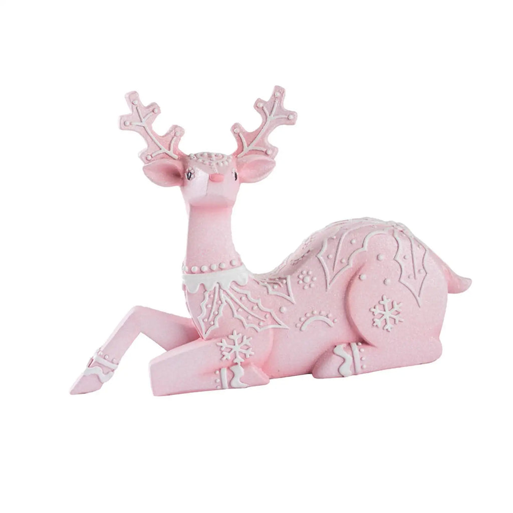 Christmas Reindeer Statue Xmas Elk Figurine Party Ornament Animal Adornment Holiday Decoration Deer Sculpture for Indoor Desk Oasis Select D