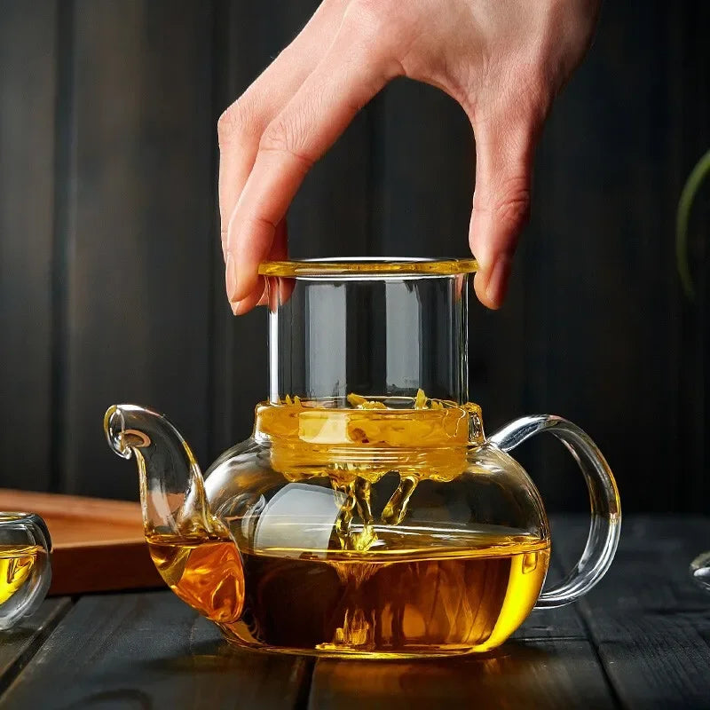 400ml/1000ml Glass Teapot Filterable Heat-resistant Thickened High Borosilicate Durable Flower Tea Pot Heatable Puer Oolong Pot Oasis Select