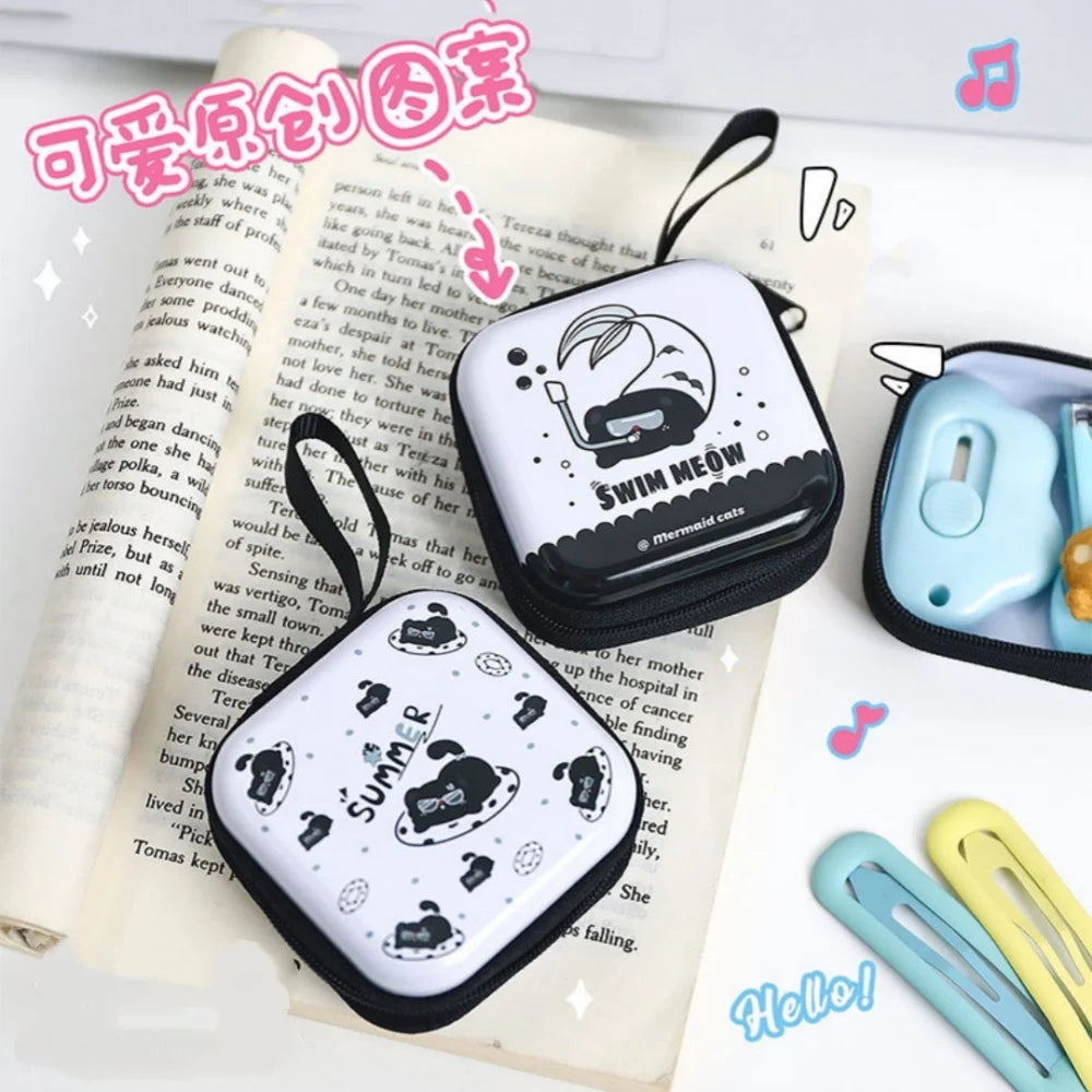 Cute Cat Tinplate Coin Purse | Mini Storage Box for Keys & Earbuds