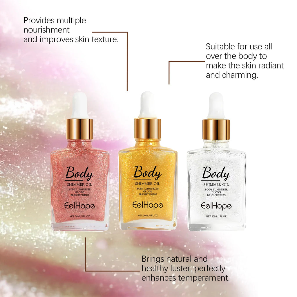 Body Shimmer Oil – Gold Highlighter Drops for Face & Body Liquid Body Highlighter Oasis Select