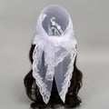 Elegant Square Lace Scarf Hollow Out Thin Foulard Bandana Floral Embroidery Vintage Hair Scarf Headband Women Oasis Select White