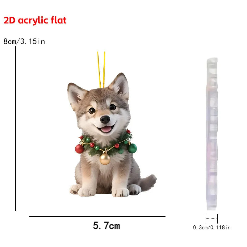 Christmas Animal Series 2D Flat Acrylic Hanging Ornaments for Christmas Party Home Decor Backpack Key Chains Tree Christmas Deco Oasis Select Samoyed