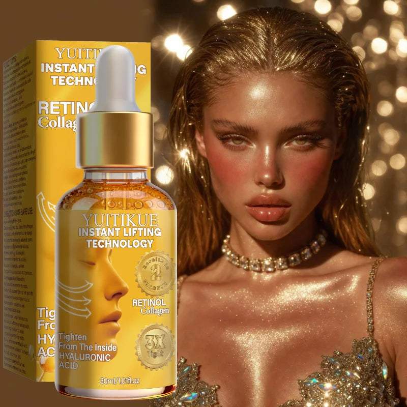 YUITIKUE Liquid Gold Face Oil Retinol Collagen Hyaluronic Acid Instant Lifting 2 Min Fast Absorb Hydrate Firm Skin Oasis Select