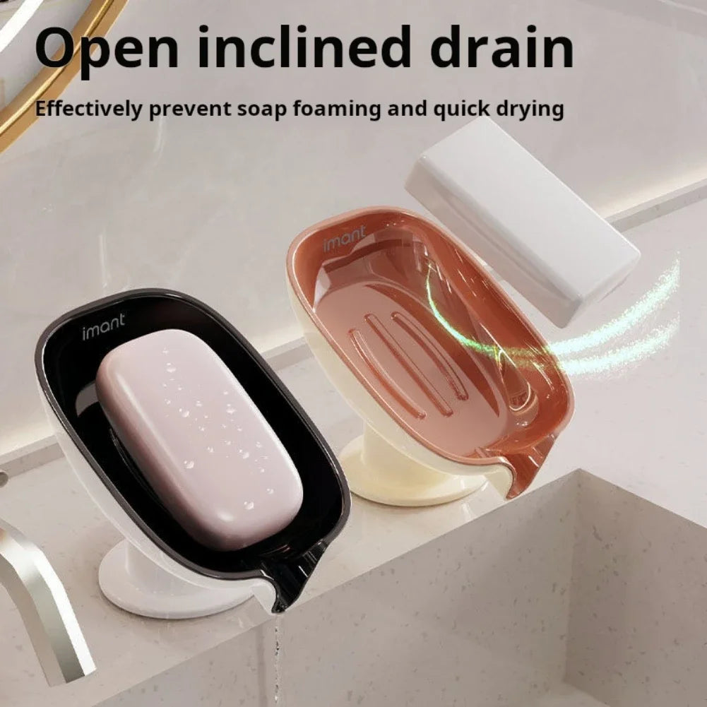 Soap Box Drain Free Punching Household Light Luxury Suction Cup SoapBox Toilet Countertop Soap Rack Bathroom Shelf Oasis Select