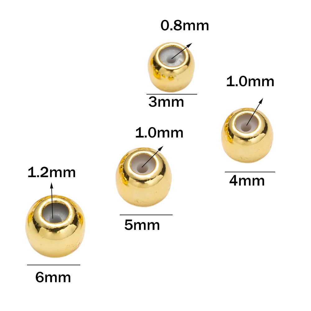 20pcs 3/4/5/6mm 18K Gold Stopper Silicone Slider Brass Beads Adjustable Positioning for DIY Jewelry Bracelet Necklace Making Oasis Select