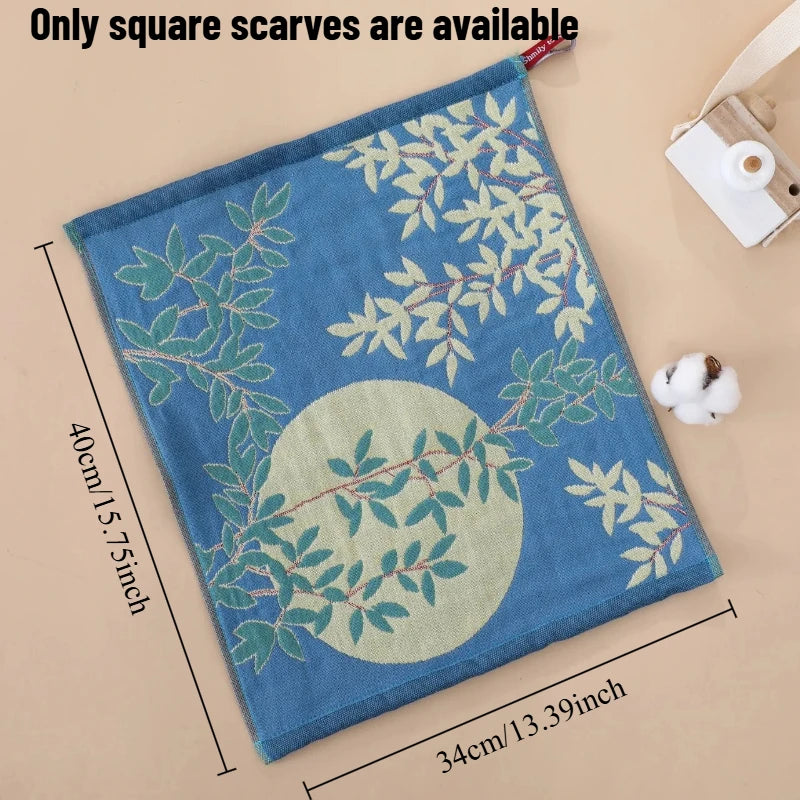 1pcs National Style Pure Cotton Gauze Square Towel Cotton Wool Large Square Towel with Hand Gift Face Towel Oasis Select Golden chan