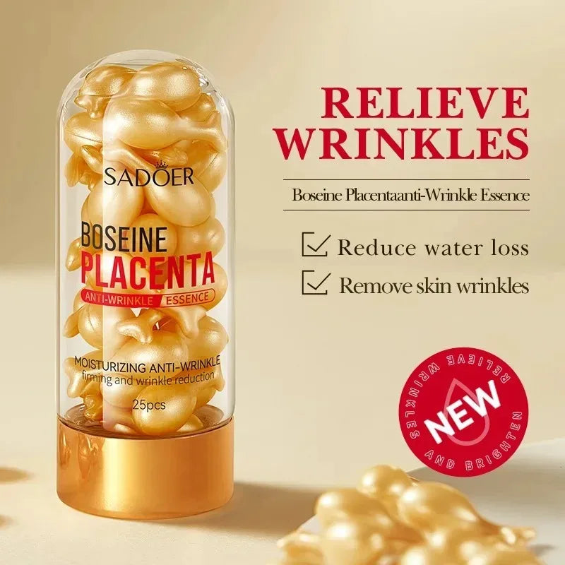 SADOER 25-Pack Placenta Capsule Facial Essence | Brightening Serum Facial Capsule Essence Oasis Select