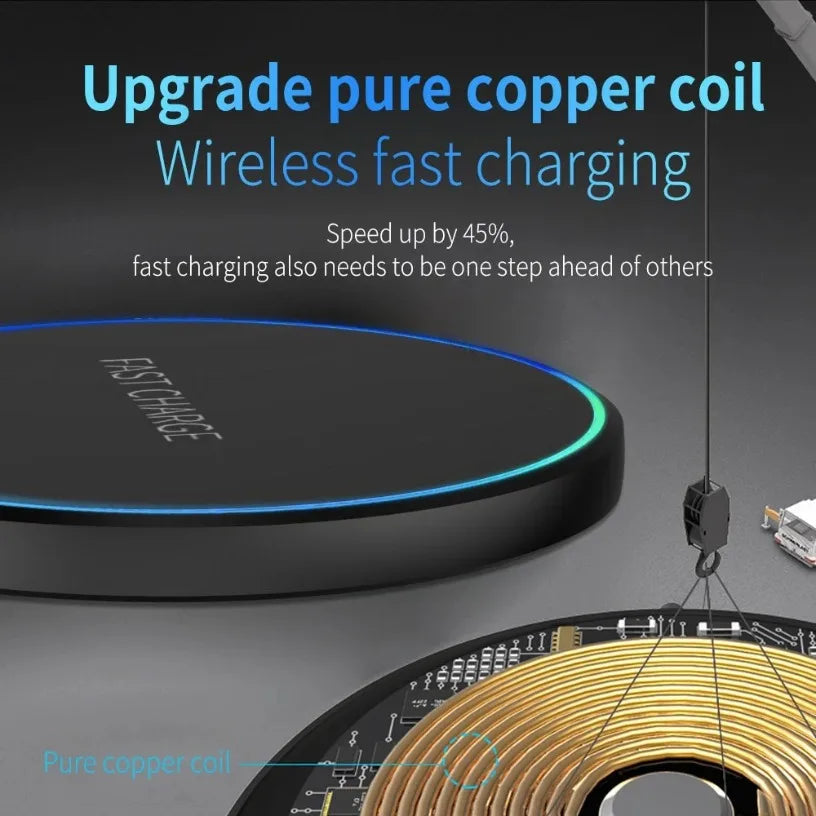 Induction LED Light Charging Station Mini Fast Wireless Charger Pad For iPhone 17 16 15 14 13 11 Pro Max For Samsung Xiaomi Oasis Select