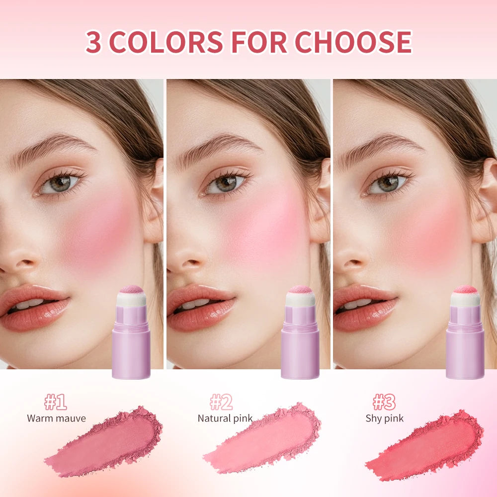 Lakerain Soft Face Blush Stick Girl Korean Style Brightening Dual-Use For Lip And Cheek Waterproof Cheek Blush Sponge Brush Head Oasis Select