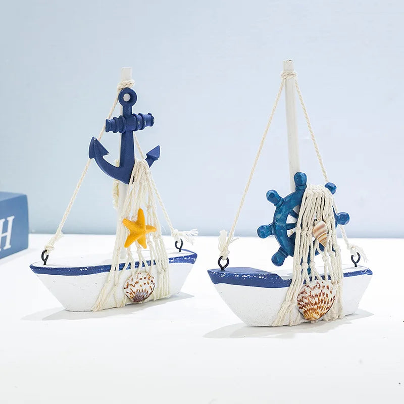 Mediterranean-style Sailboat Ornaments, Home Decoration Items, Fashionable and Creative Wooden Boat Models, and Craft Gifts Oasis Select