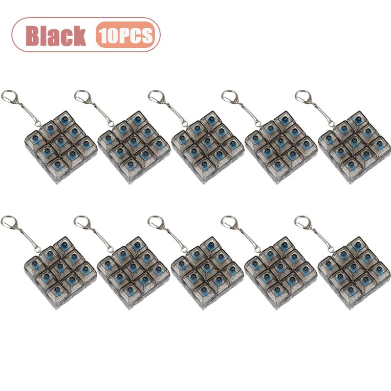 1-20PCS 9 Keys Mechanical Switch Tester Keychain Fidget Clicky Stress Relief for Keyboard Enthusiast Gamer Desk Decor Oasis Select Black-10PCS