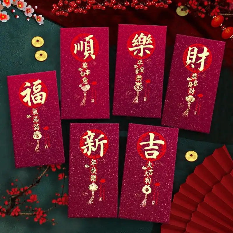 6Pcs Paper 2026 Horse Year Red Envelope Mini Cartoon Lucky Money Bag Traditional Blessing Red Pocket Marriage Celebration Oasis Select B5
