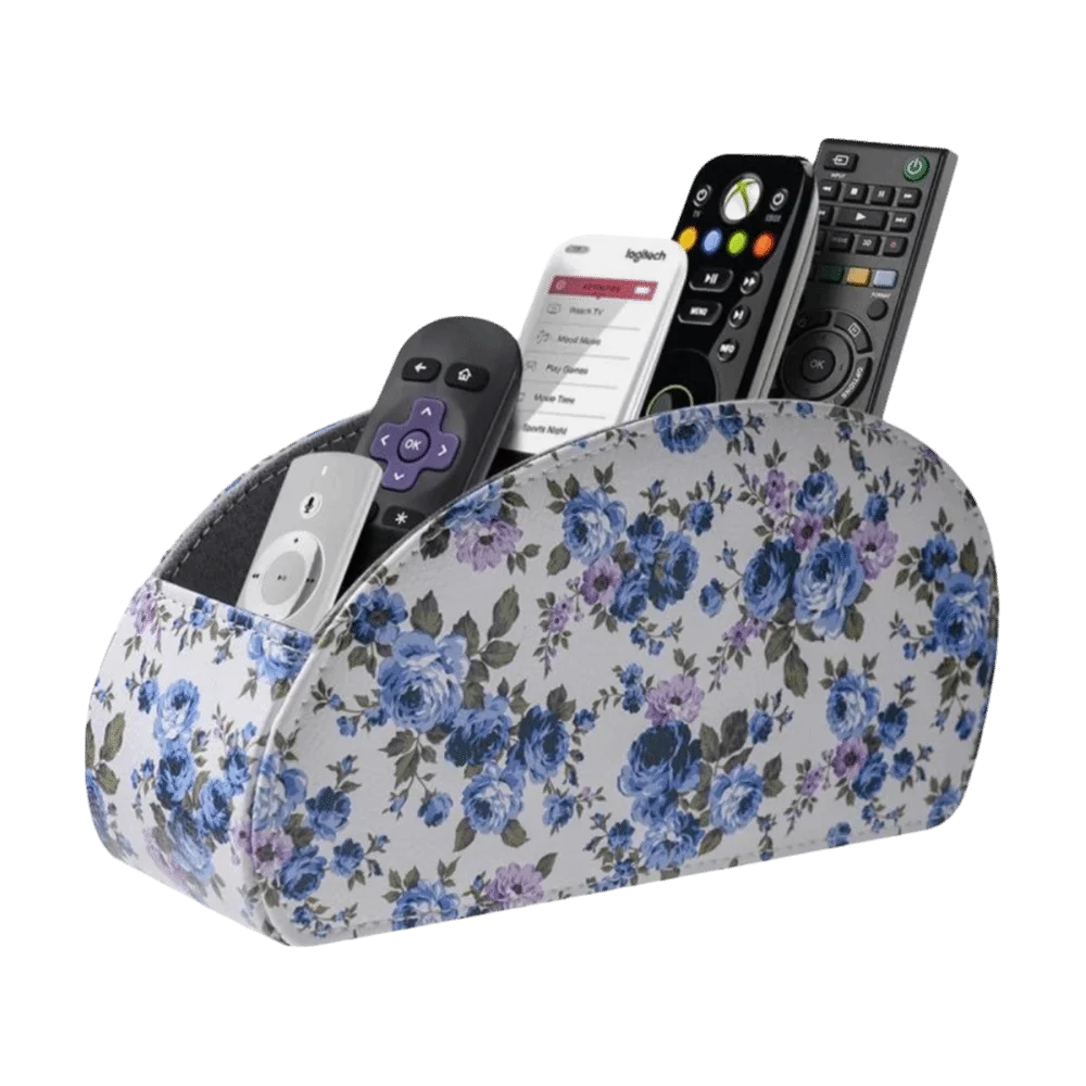 PU Leather Remote Control Holder Modern Universal Desktop Storage Box Cable Management Multi-Device Remote Control Organizer Oasis Select Style-H