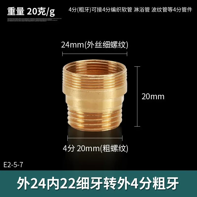 Brass Silver Water Faucet Coupler 1/2 To M16 M18 M20 M22 M24 M28 Thread Connector Fittings For Bubbler Kitchen And Bathroom Oasis Select W24N22