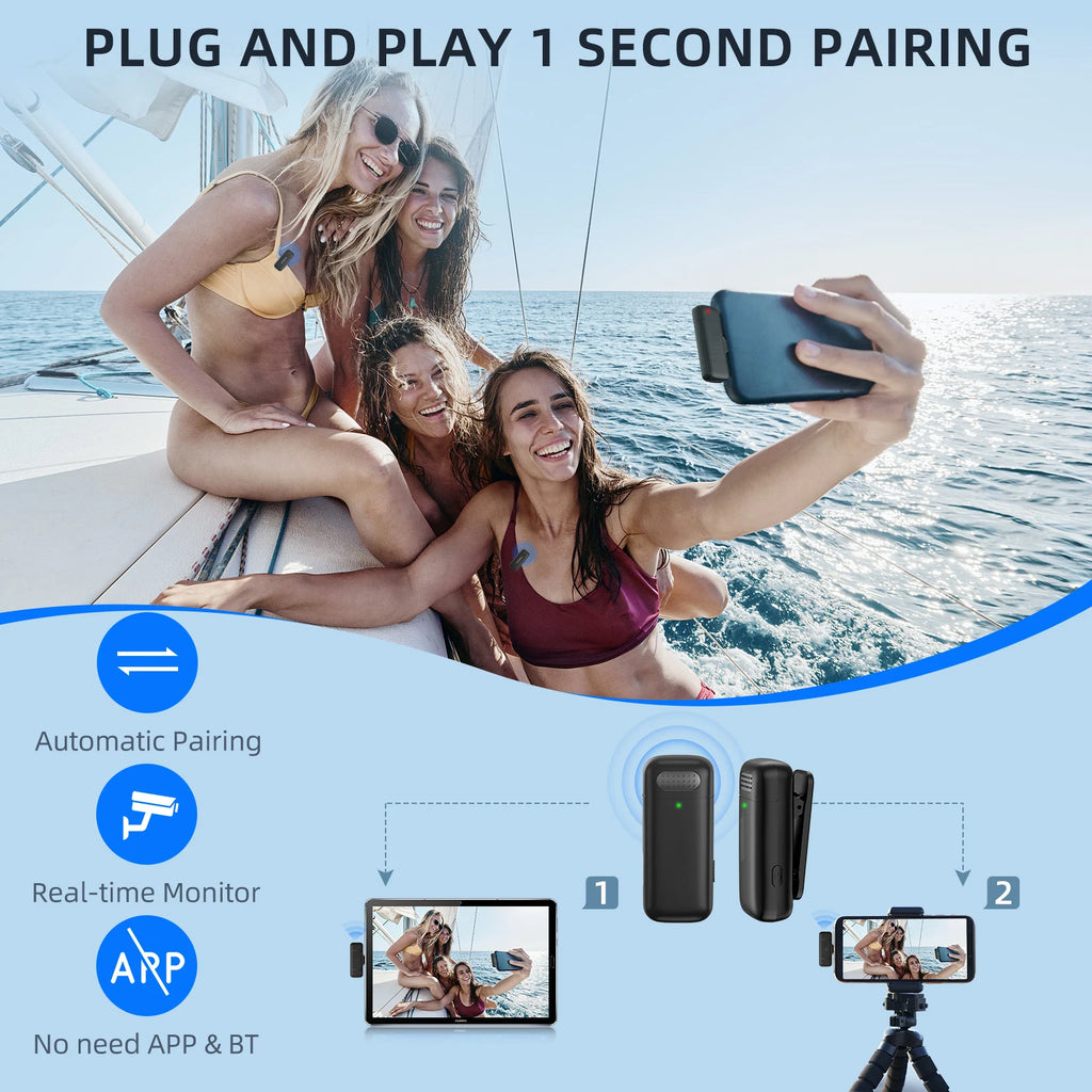 K30 Wireless Lavalier Microphone Charging Case Mic Portable Audio Video Recording for iPhone Android Notebook Live Gaming Mic Oasis Select