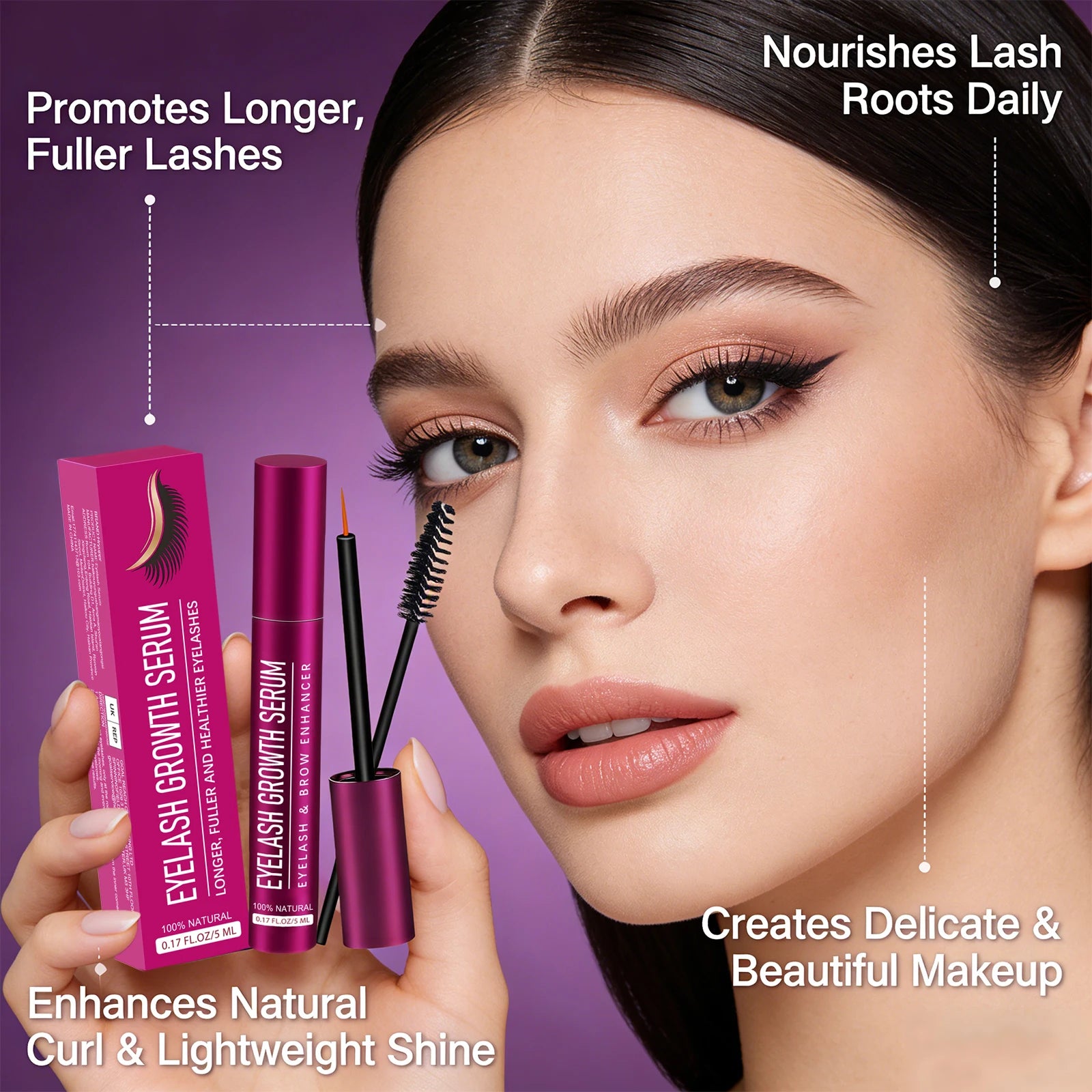 Eyelash Serum for Promote Eyelash Growth Enhancer Longer Fuller Thicker Natural Curling Lengthening Lash Makeup Eye Care Product Oasis Select