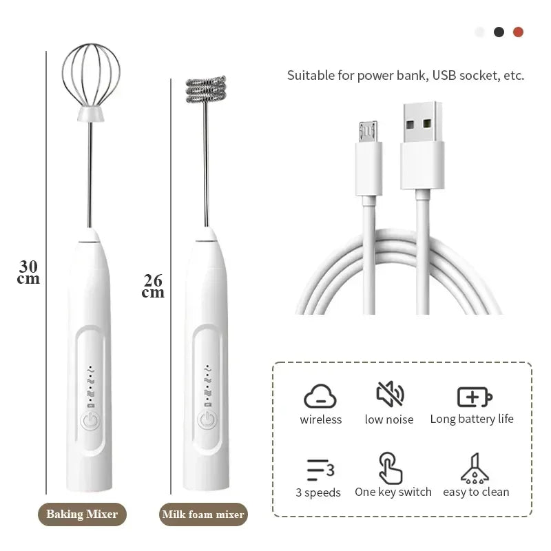 2-in-1 USB Electric Egg Beater & Milk Frother – GUOHE