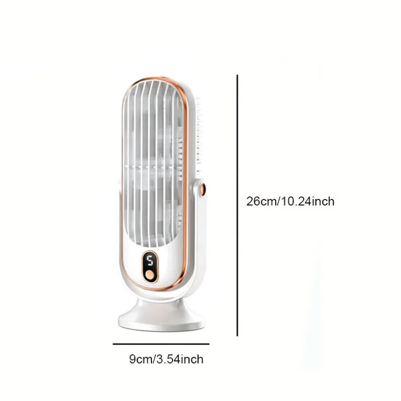 Dual Motor Ice Fan USB Desk 5-Speed LED Screen 360° Cooling Large Battery Portable for Office Home Travel Camping ﻿ Oasis Select