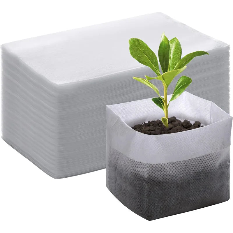 100-Pack Biodegradable Nursery Grow Bags | Non-Woven Fabric Pots