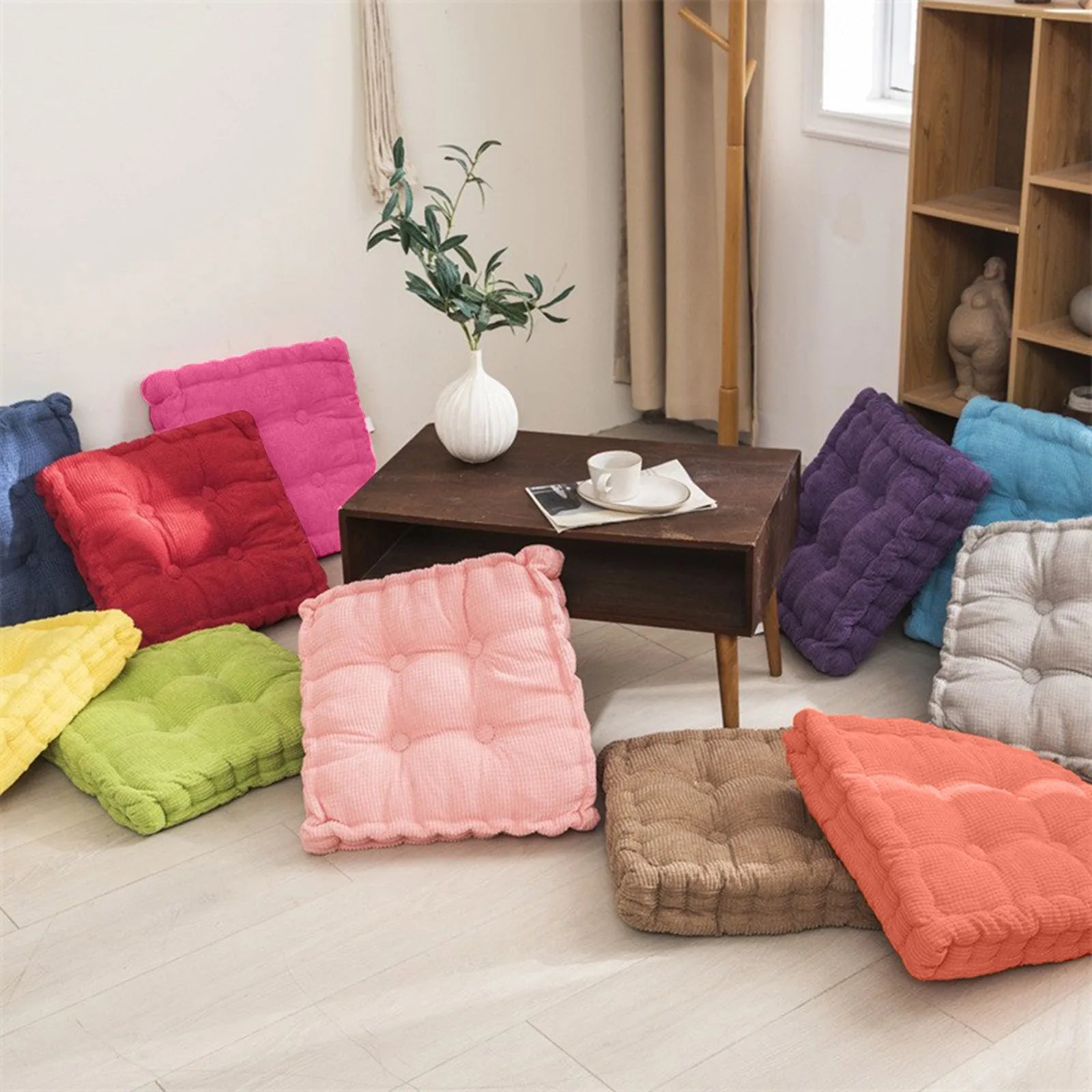 Square Tatami Floor Cushion – Thick Cotton Seat Pad Home & Office Floor Seat Cushion Oasis Select