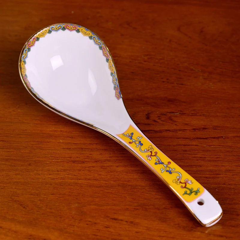 Jingdezhen Ceramic Bowl Household Bowl and Dish Set Tableware Combination Palace Chinese Bowl and Dish Hotel Clubhouse Oasis Select Large Spoon