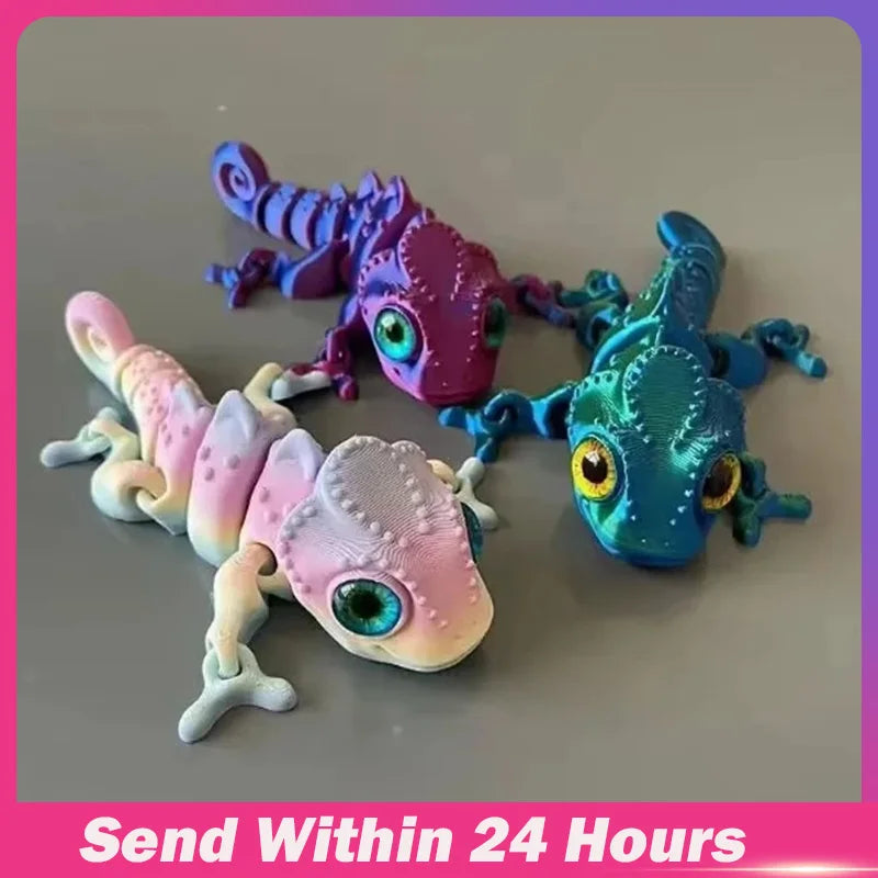 3D Printed Chameleon Figure – Movable Joints & Realistic Eyes Articulated Animal Figure Oasis Select