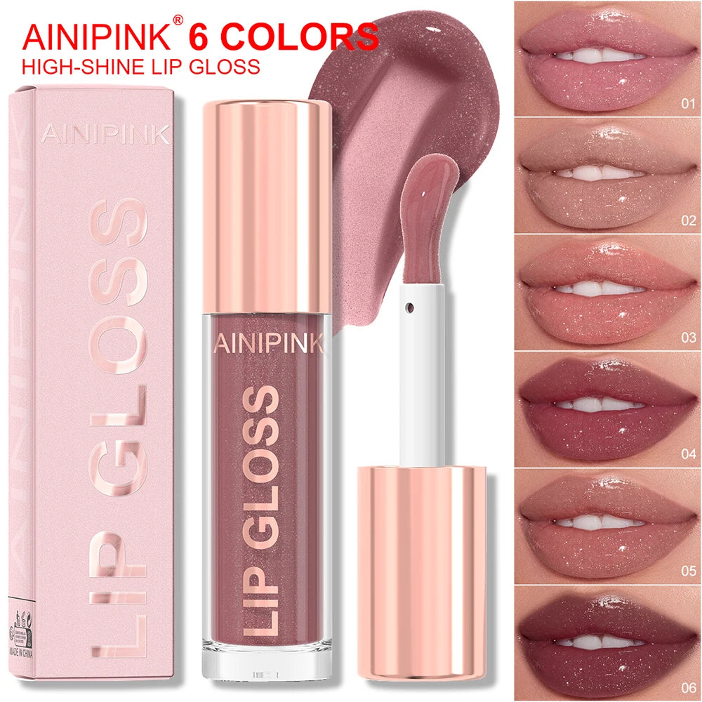 Glitter Lip Gloss Lipstick, Lip Tint Moisturizing Hydrating Long Lasting Non-Stick Cup Waterproof Nude Lip Plumper High Pigment Oasis Select