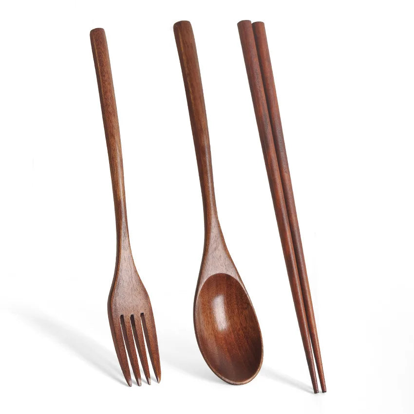 5 Pieces Wooden Spoon Soup Spoon and Fork Tableware Natural Ellipse Ladle Spoon Set Eco Friendly Products Spoons for Cooking Oasis Select