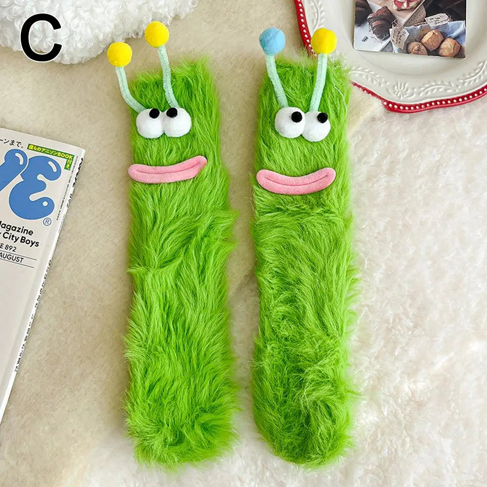 Christmas Autumn Winter Socks Cute Mid-tube Fluffy Floor Sleep Funny Velvety Warm Thick Happy Socks Girls Gift Lady Wholesale Oasis Select C