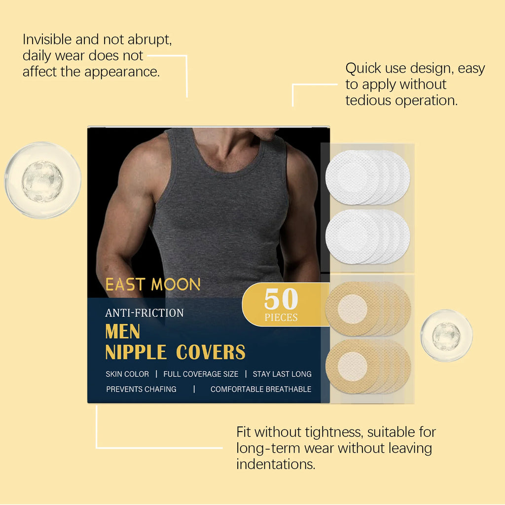 East Moon Men Sports Chest Patch Waterproof Invisible Breast Anti Bump Running Breathable Disposable Round Nipple Cover Stickers Oasis Select