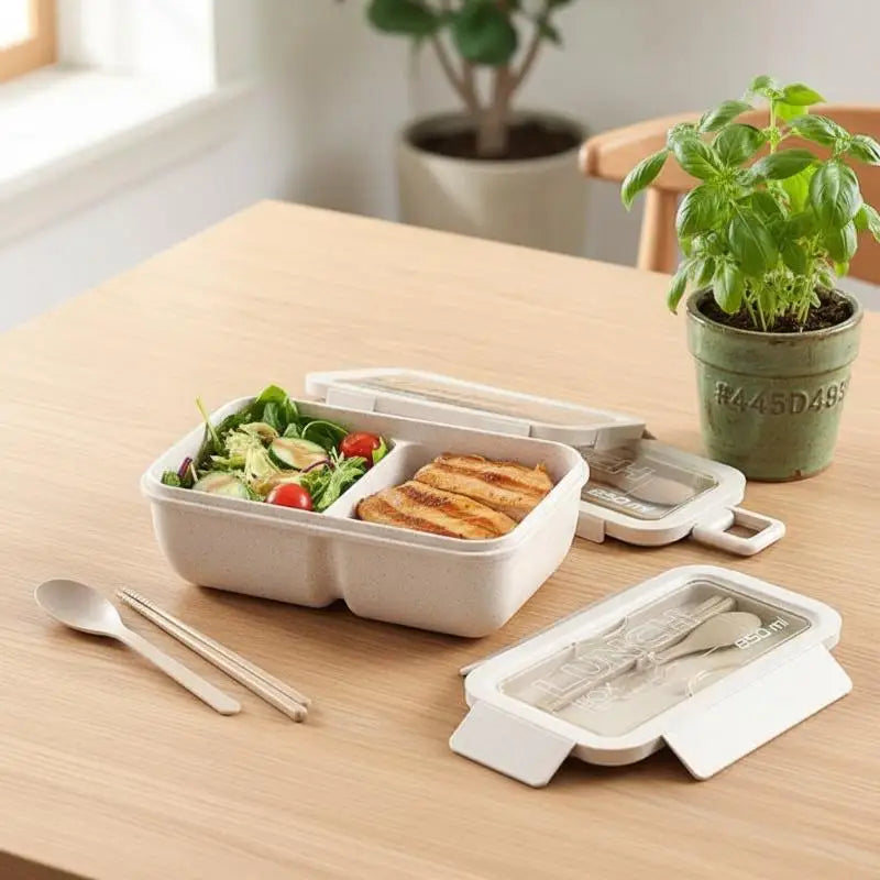 1pc Wheat Straw Lunch Box Healthy BPA Free Bento Boxes Microwave Dinnerware Food Storage Container Lunch Box For Kids Oasis Select
