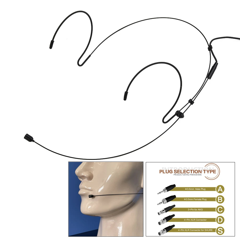 1PCS Double Earhook Headset Mic Headworn Microphone For Shure Wireless Earhook Microphone Black Audio Equipment Radio System Oasis Select