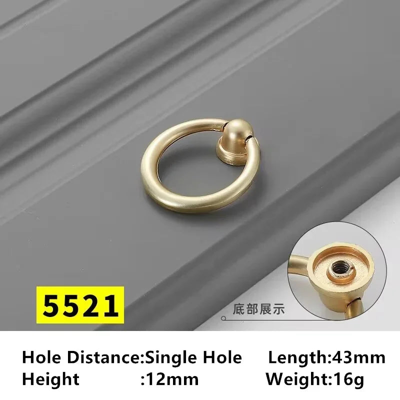 Handles Drawer Cabinet Furniture Kitchen Handles for Cabinet Knob Door Drawer Furniture Kitchen Golden Single hole Rings Knob Oasis Select 5521-Zinc alloy
