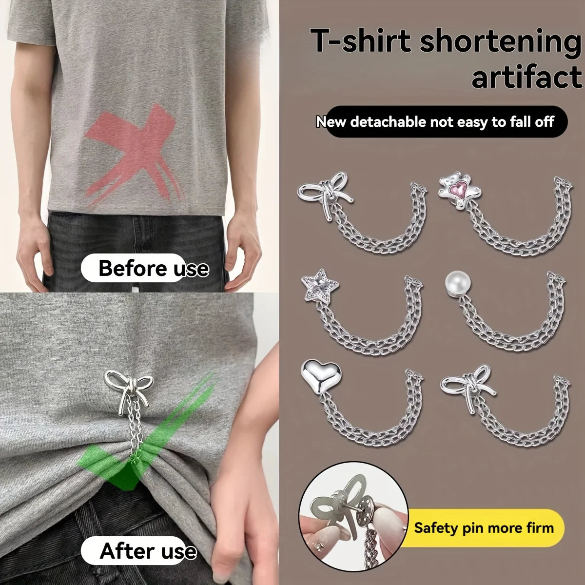 Women'S Adjustable Clothes Clips with Butterfly Decorations - Instant Sleeve Shortening, Suitable for Shirts, Dresses, Pants Oasis Select