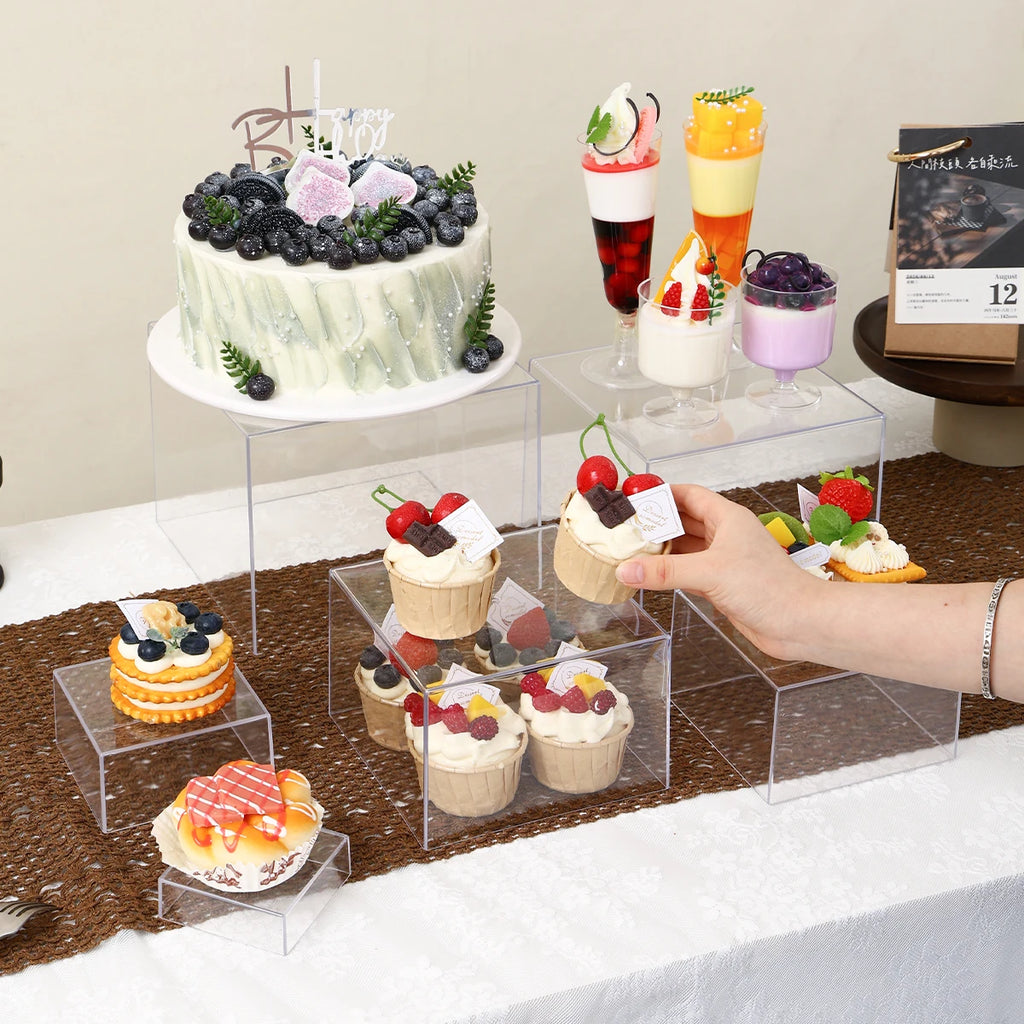 5pcs/6pcs acrylic white/transparent cake display rack suitable for business birthday banquets, weddingsholiday decoration racks Oasis Select