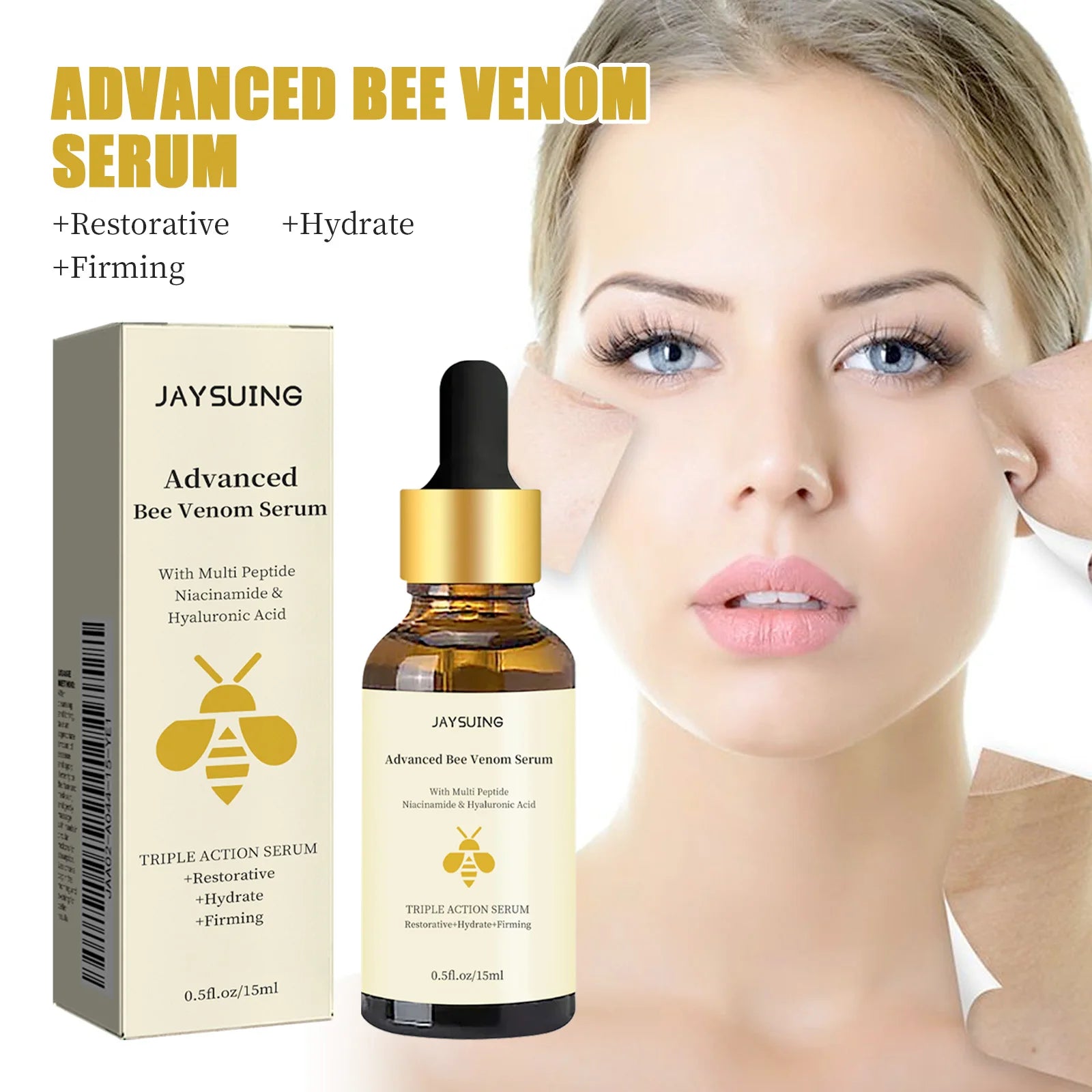 Jaysuing Bee Venom Serum Tighten Lightens Fine Lines Repair Dullness Moisturizing Firming Facial Skin Essence Brightening Skin Oasis Select