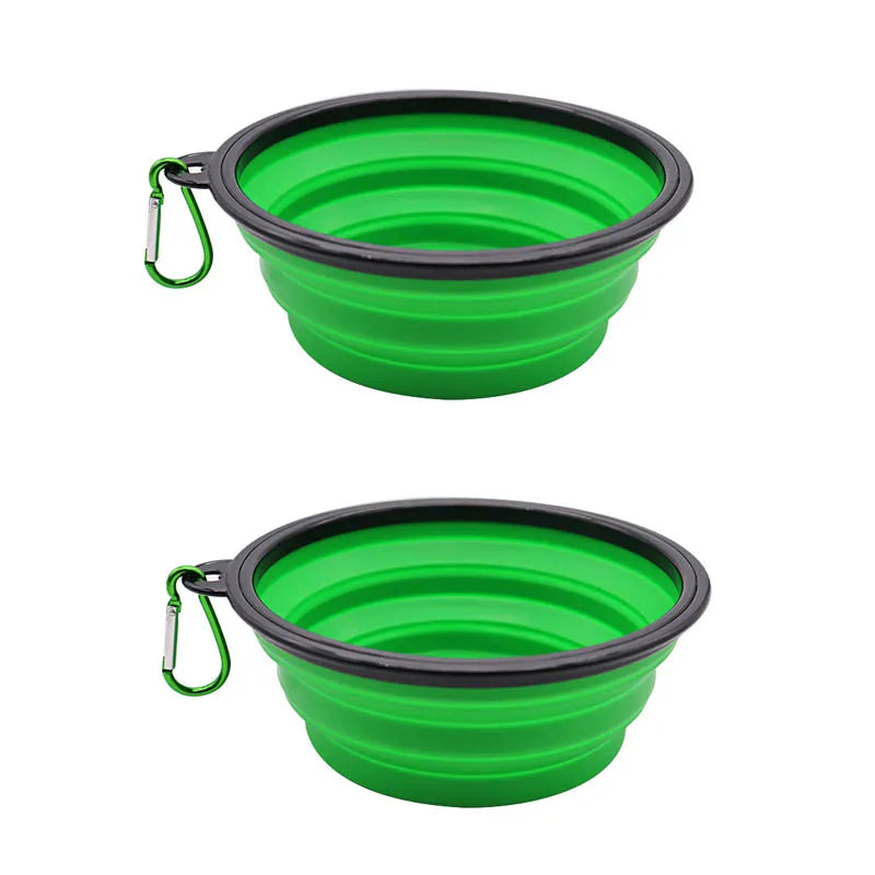 TPE dog bowl cat bowl wear-resistant and durable pet folding bowl travel outdoor drinking water feeding portable pet bowl Oasis Select green-2pcs 350ml
