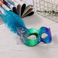 Venetian Feather Masquerade Half-Face Mask | Multi-Color