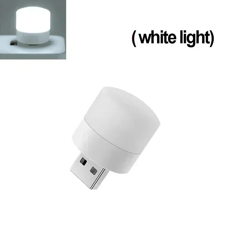 1-20PCS Mini USB LED Light Portable Plug Lamps Eye Protection Book Reading Light Small Round Car Bulb Computer Mobile Power Lamp Oasis Select 8pcs White light